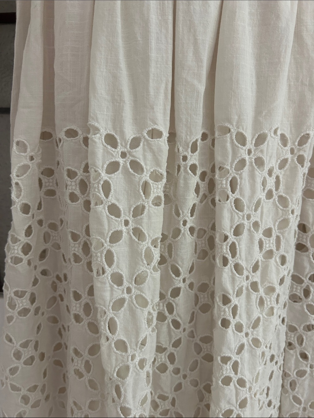Free People Cream Eyelet Midi Dress with Smocked Bodice - Picture 3 of 6